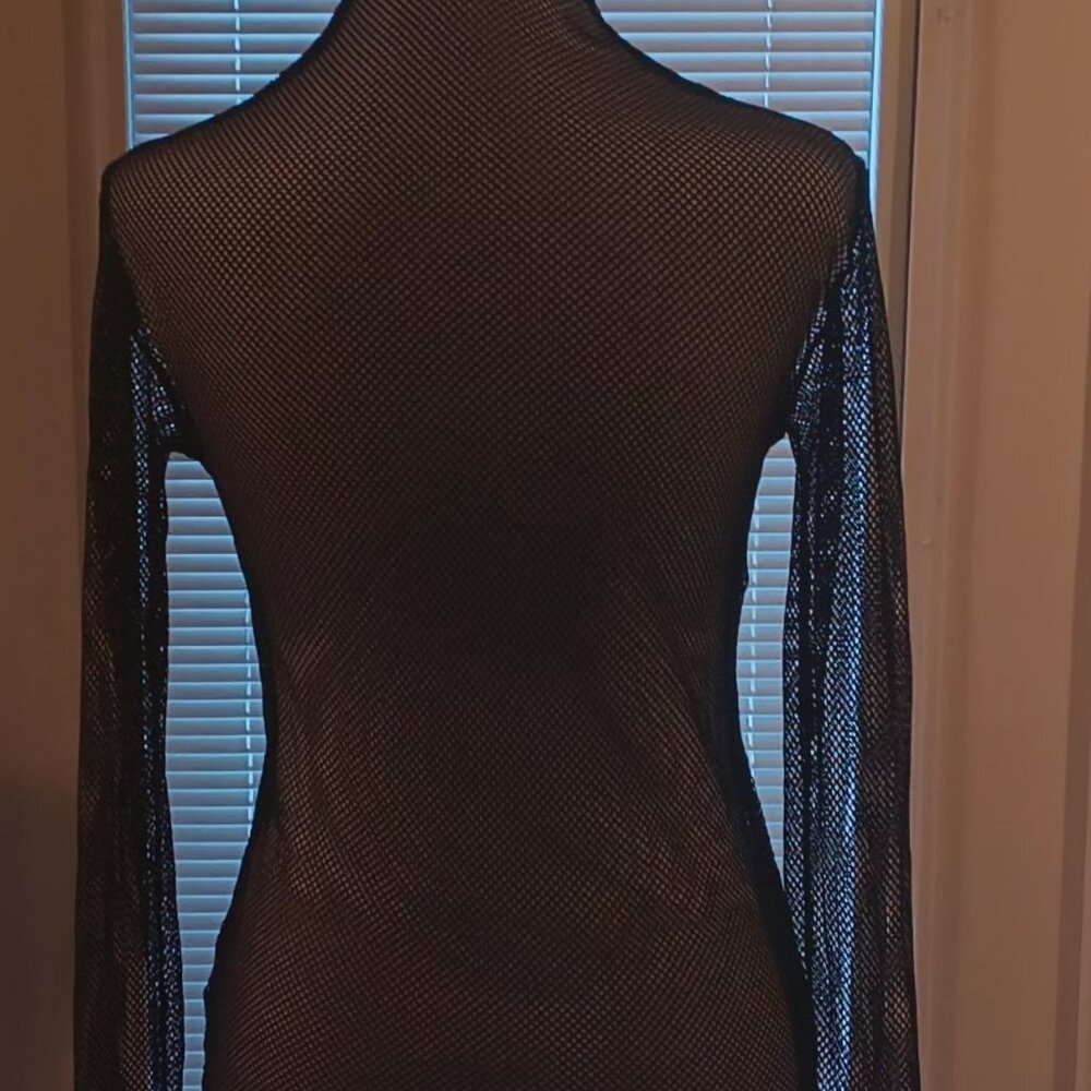 Kate Hewko 💗 Womens Long Sleeve Higher Neck Black Mesh Top 💗 - Picture 9 of 14